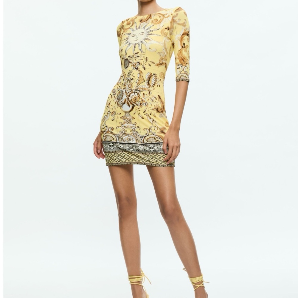 NEW Alice + Olivia DELORA CREW NECK FITTED MINI DRESS